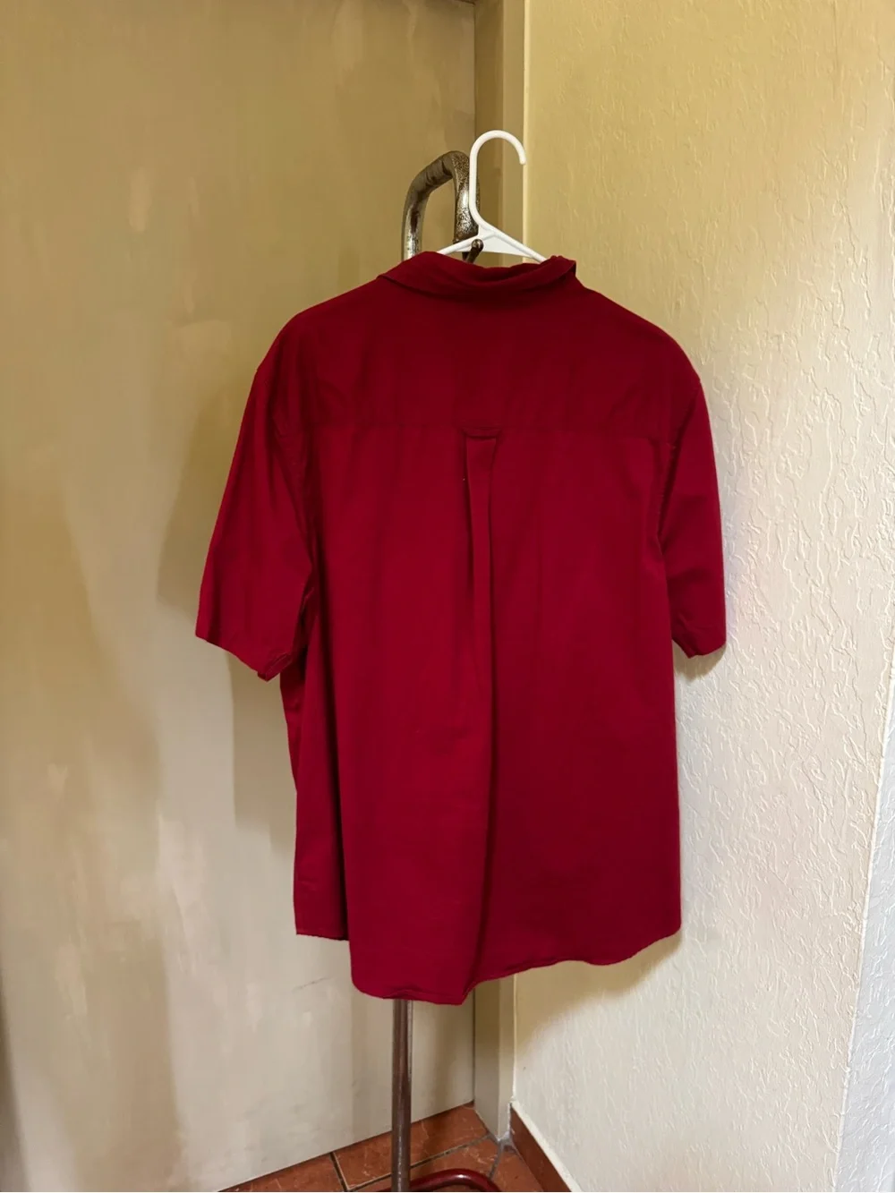 True Religion Men’s Red Button Up Shirt Embroidered Logo Utility XL